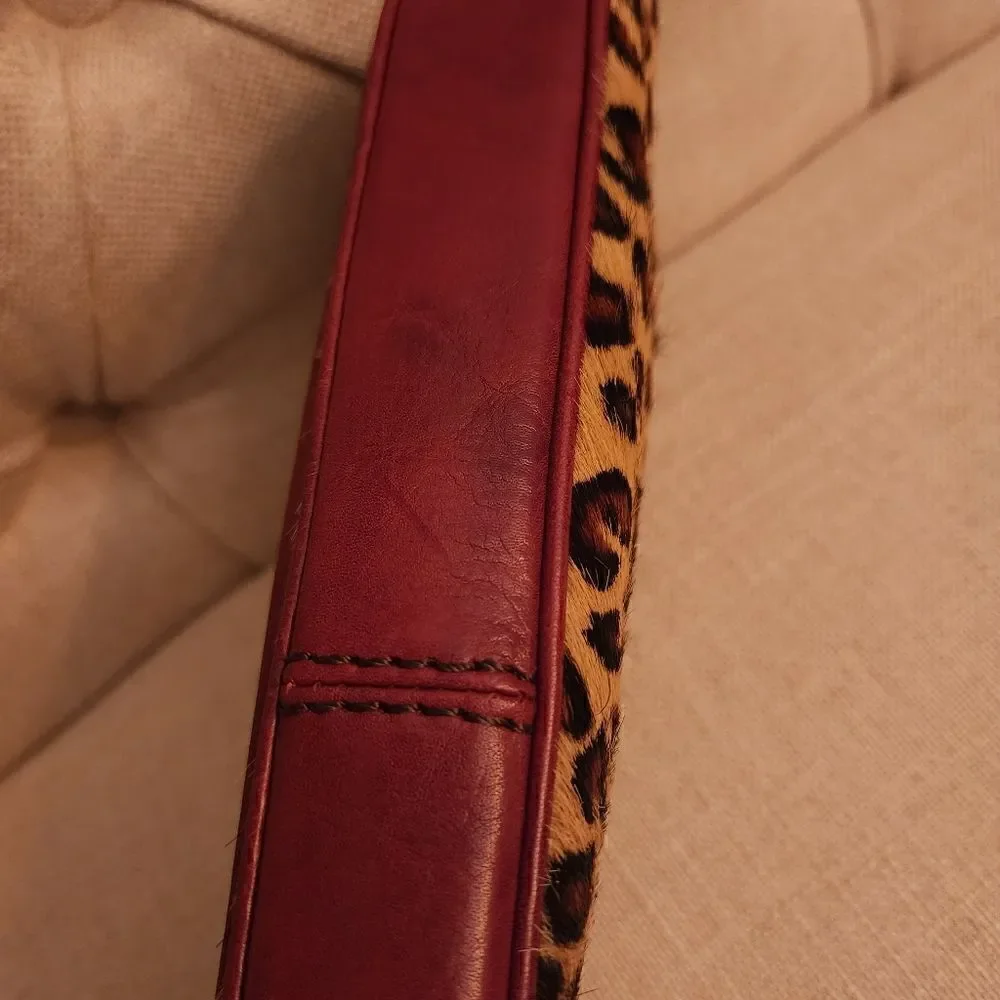 Antonio Melani Cheetah Print Calf Hair Red Clutch Shoulder Bag Purse